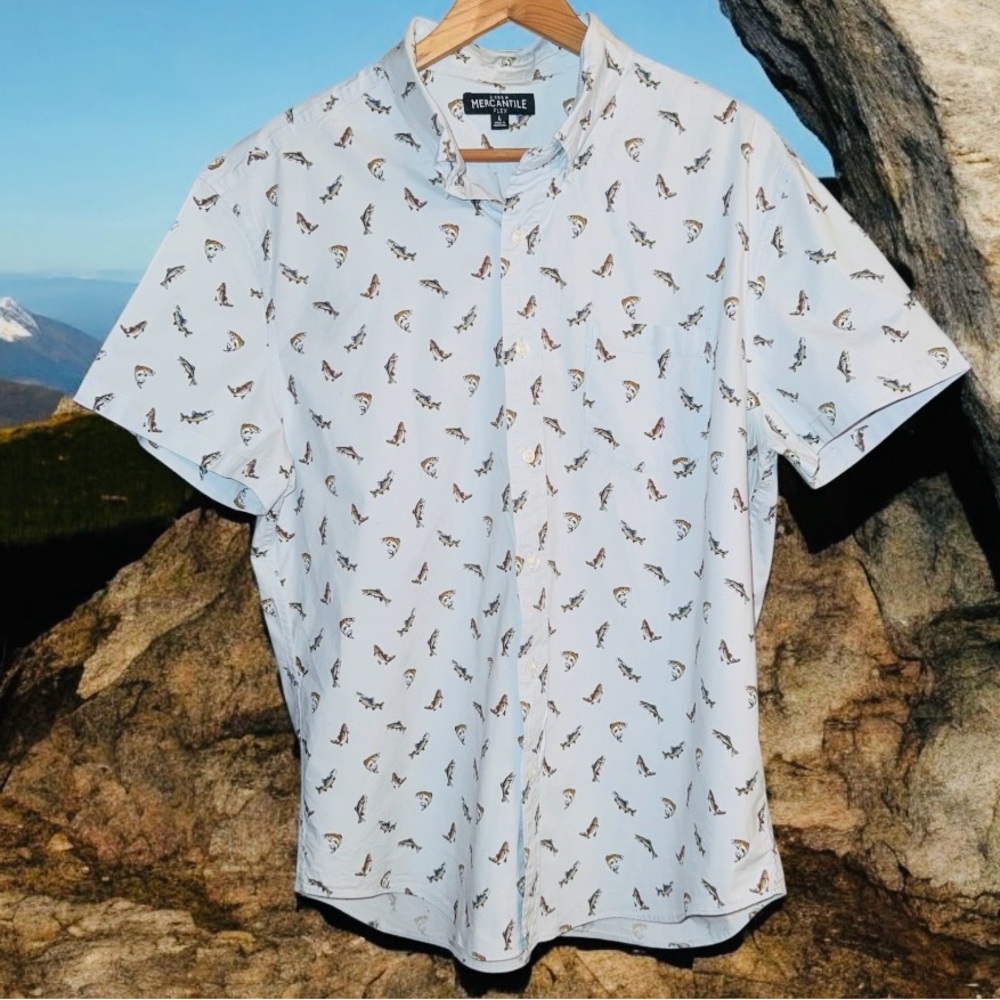 J. Crew | Shirts | J Crew Mercantile Flex‎ Shirt Bass Fish Printed size large